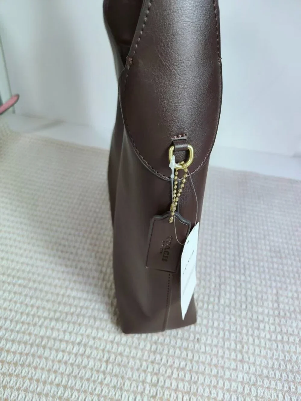 Coach Brooklyn Full Grain Leather Shoulder Bag with Gold Logo and Magnetic Closu